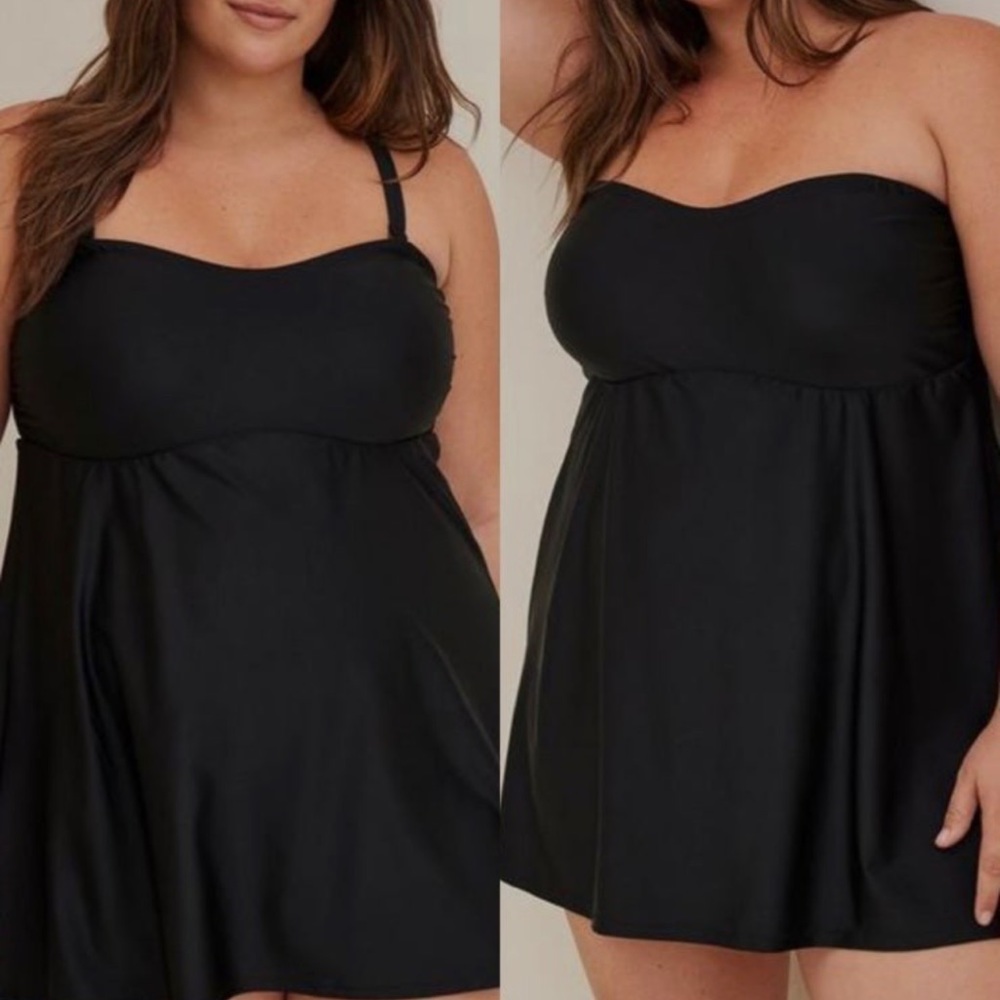 TORRID wireless MIDI SWIM DRESS strap strapless with brief